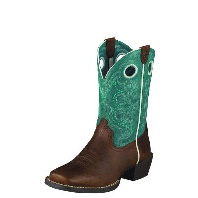 Ariat Western: Crossfire Botas Western Niños - Marrones / Turquesa (VBGLH6084)